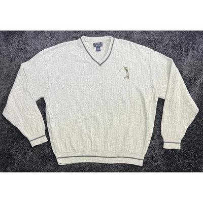 Vintage Trader Bay Golf Sweater Mens XL Beige V Neck Long Sleeve Knit Pullover - Image 1 of 4