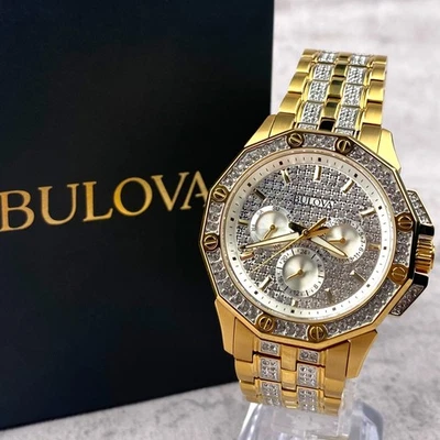 Reloj para hombre Bulova Octava 41,5 mm cristal esfera blanca tono dorado 98C126 Foto 1 de 4