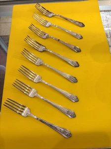 Vintage 8er Set International Silver Royal Saxony Silber Teller Tafelgabeln 7" - Bild 1 von 21