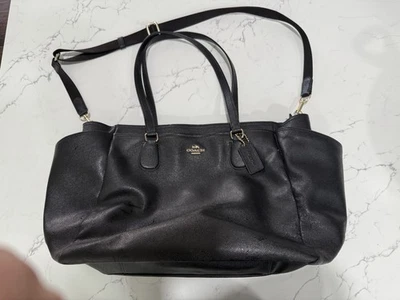 Coach Crossgrain Black Leather Baby Diaper Large Tote Bag F57786 - Image 1 of 4