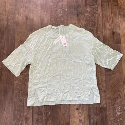 Vince L NWT 💯 Silk Women’s Blouse Short Sleeve Mint Green - Image 1 of 4