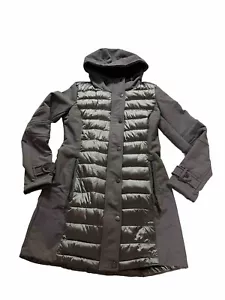 BCBGeneration Mixed Media wasserdichte Manteljacke mit Kapuze Gunmetal XS $ 228 NEU MIT ETIKETT - Bild 1 von 8