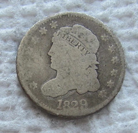 1829 Capped Bust Silver Half Dime Rare Early Date Type Coin Full Date Good Cover