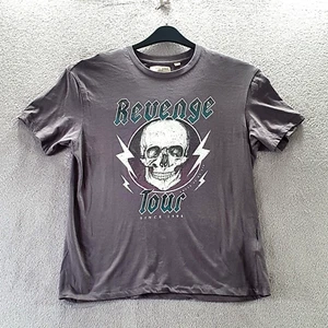 Brave Soul Revenge Tour T Shirt Mens Medium Grey & White Skull Design Graphic - Picture 1 of 9