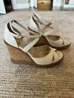 Jimmy Choo 38 White Leather Wedge Sandals AUTHENTIC