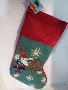 Boho Gnome Christmas Stocking World Market Holiday Knit Tree Snowflake Whimsical - Picture 1 of 10