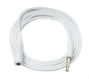 Audio Cable 100 CM Stereo Aux Jack 3,5 MM Plug To Socket IN White - Afbeelding 1 van 4