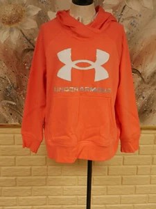 NWT WOMANS 1X UNDER ARMOUR LOOSE COUPE L/S ORANGE WHITE LOGO HOODIE SWEATSHIRT - Picture 1 of 6
