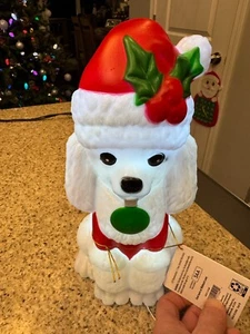 Holiday Time Poodle in Santa Hat 11" Lighted LED Tabletop Blow Mold NWT - Picture 1 of 1