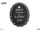 steampunk pin badge brooch WW2 keep calm and carry on cameo #LO09 #ZO09 #LO68-71