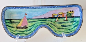 Kelvin Chen Enamel Copper Handpainted 2001 Sun/Eyeglass Tray Holder Sailboat - Picture 1 of 5