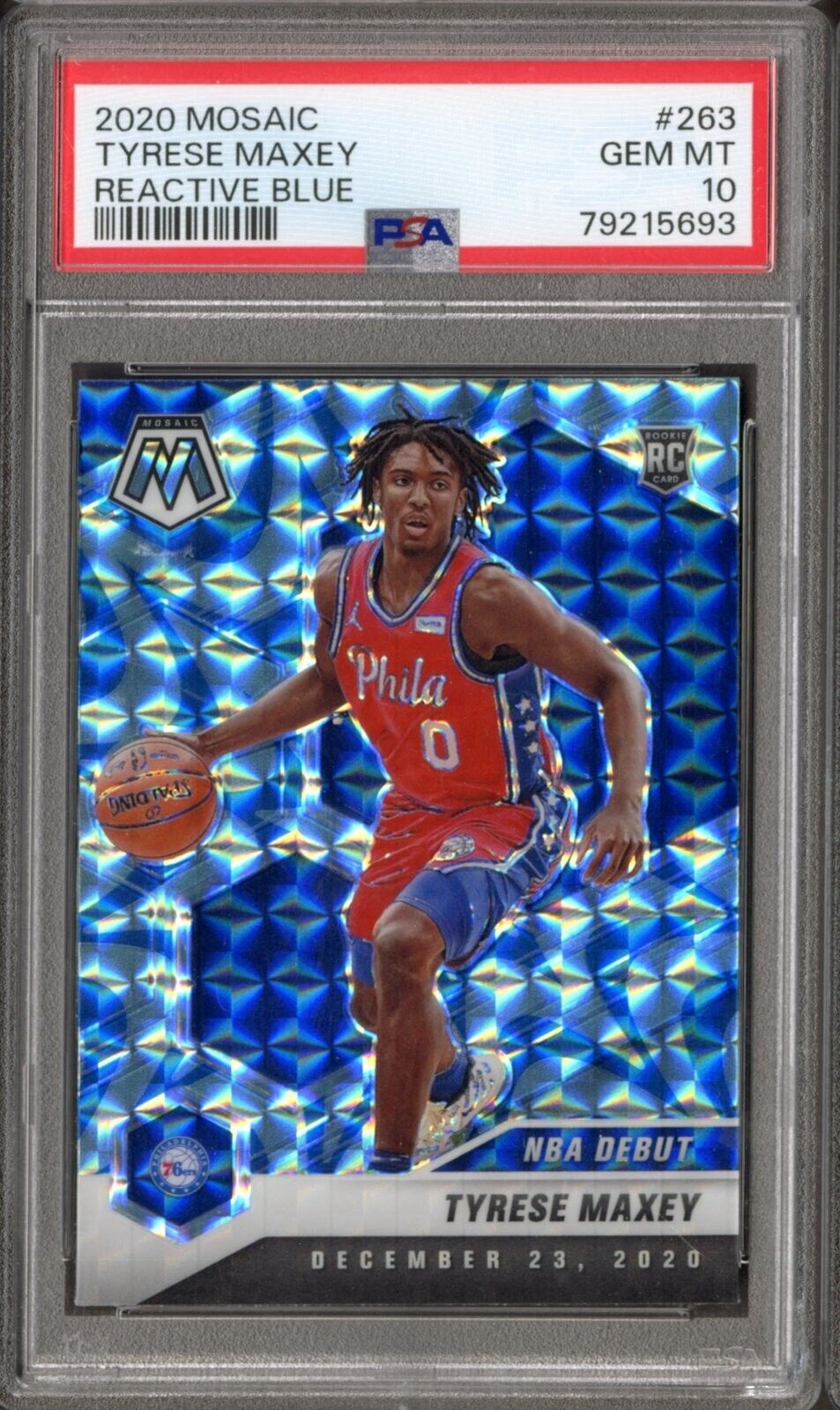 2020 Mosaic Tyrese Maxey Reactive Blue PSA 10 Gem Mint #263 RC Rookie