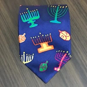Save The Children Blue Silk Tie “Hanukkah Medley “ By Corinne Age 16 - Picture 1 of 8