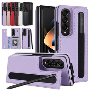 For Samsung Z Fold 6 5 4 3 Case Leather Magnet Wallet Slim Cover S Pen Holder - Picture 1 of 83