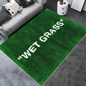 Wet grass rug, Turkish Cotton Base Rug, Off white rug,Wet grass,Grass rug