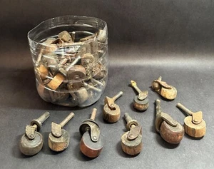 Vintage Wooden Caster Wheels Large Lot Close to Five Pounds - Picture 1 of 8