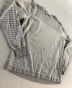 Nordstrom Tech Smart Pullover Xl Grey White Stripped Marino Woo - Picture 1 of 9
