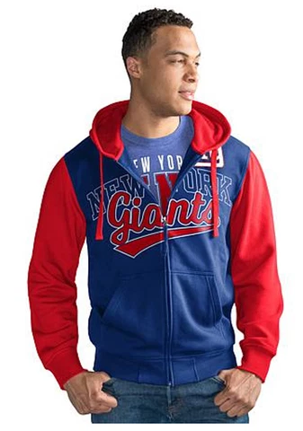 NFL New York GIANTS Contrast Hoodie Full Zip Jacket & Tee Shirt Combo ~  2X Cover