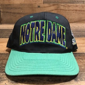 Vintage Notre Dame Hat Snapback Cap Mens NCAA Football Bubble Letters Twins READ - Picture 1 of 14