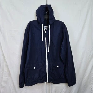 Old Navy Men's Outdoor Navy White Lightweight Full Zip Cotton Hooded Jacket XXL - Picture 1 of 9