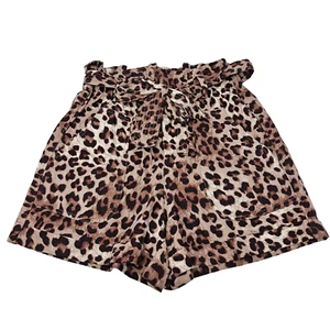 Rebecca Minkoff Morgan Linen Leopard Paperbag Shorts Women’s Size S Preppy Beach - Picture 1 of 12