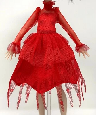 Monster High Skullector Beetlejuice Lydia 10" Muñeca Conjunto Vestido Rojo Vestido de Boda Foto 1 de 4