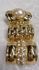 Lote de 3 joyas patrimoniales JOAN RIVERS tono dorado estrás imitación perlas collar deslizable - Imagen 1 de 6
