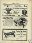 1902 PAPER AD Iroquois Machine Co Grinding Machine Cleveland Nail Reed Lathe
