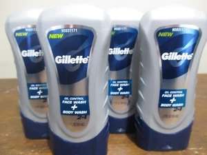 Lot Of 4 Gillette Oil Control 2 In 1 Face Wash + Body Wash 1.7oz (50ml) Each - Picture 1 of 1
