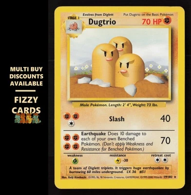 Pokemon Dugtrio 019/102 Rare Base Set - Image 1 of 2
