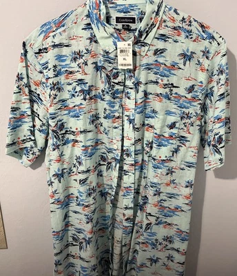 Camisa abotonada nueva con etiquetas Club Room lino club a rayas lino/algodón tema playa talla XL Foto 1 de 4