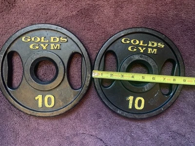 Placas de peso con barra olímpica Gold's Gym (2) de 10 libras fácil agarre 20 lb en total Foto 1 de 3
