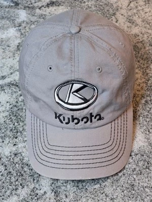 Kubota Hat Cap Strap Back Gray Embroidered Patch Tractor Logo Mens One Size - Image 1 of 4