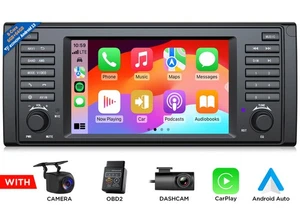 CAM+OBD+DVR+7" QLED Android 13 6+64 Car GPS Radio Stereo CarPlay DSP for BMW E39 - Picture 1 of 22