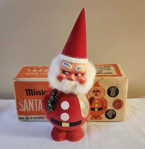 1950's SANTA CLAUS MISSION PAK CANDY CONTAINER PAPPMACHE & FILZ GERMAN MADE OB - Bild 1 von 16