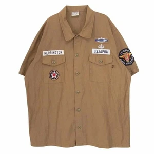 Alpha Industries TS5049 Short Sleeve Patch Shirt Khaki 4L Used LIFE-0 - Picture 1 of 5