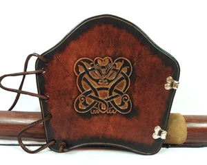 Protector de brazo deporte con arco cuero marrón fabuloso perforado tulipán de arco tradicional - Imagen 1 de 8