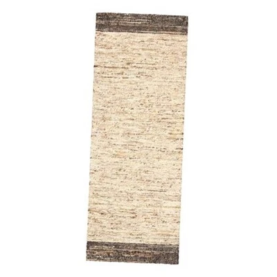 Montana Textured Border Handcrafted 100% Wool Runner Area Rug, Beige/Dark  - Image 1 of 4