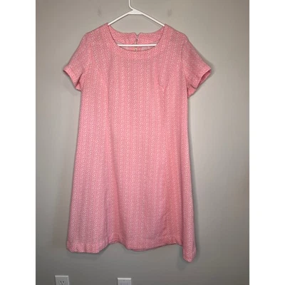 1970s Pink Textured Geometric Romantic Feminine Coquette Volup GoGo Dress L - Image 1 of 4