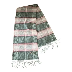 Scotland/Scottish Scarf 100% CASHMERE Gray And Light Pink Pattern - Picture 1 of 15