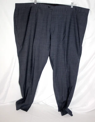 JACK VICTOR Men’s 54 × 29 Big & Tall Blue Check Wool Dress Pants - Image 1 of 4