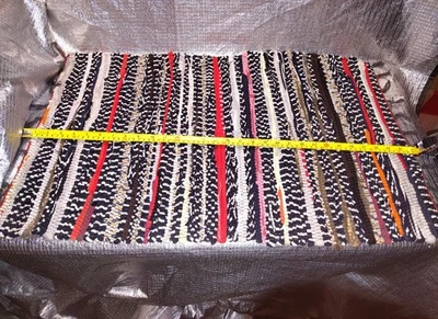 Alfombra de puerta tejida alfombra lavable y multicolor, patrón con negro, blanco, rojo, Foto 1 de 4