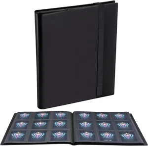 360 Karten Taschen Mappe mit Gummizug 9 Taschen Sammelkarten Album Ordner, schwarz - Bild 1 von 11