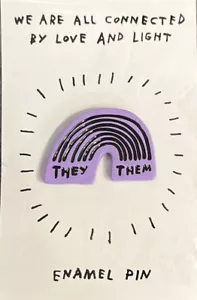 Adam Kurtz X MailChimp THEY/THEM Purple Rainbow Enamel Pin - Picture 1 of 2