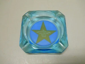 Posacenere vintage Ezra Brooks Bottle Club The Hollywood Stars vetro blu chiaro - Foto 1 di 6