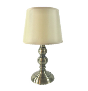 Classic Antique Brass Table Lamp with Cream Fabric Lampshade Metal Base