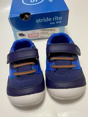 Stride rite Baby Boys Soft Motion Kylin Sneaker Navy 3.5 W Infant New! - Image 1 of 4