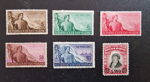 5 Francobolli San Marino In onore del Lavoro e 1 Francobollo Delfico Anno 1948