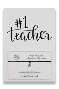 Teacher Thank You Card and gift With Bracelet Gift Wishstrings No 1 Teacher Gift - Picture 1 of 2