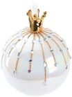 Weihnachtskugel Glaskugel 10 cm Perlmut Strass Perlen Porzellan Krone Schwan